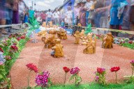 Sawdust carpet for the Good Friday procession during Holy Week 2017 in Antigua