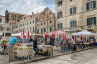 Local market at a small square in the old town of Dubrovnik