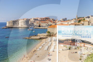 View over Banje Beach and the old town of Dubrovnik in the background