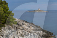 View to the lighthouse on Pokonji Dol islet near Hvar Town