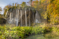 Galovac Waterfall inside Plitvice Lakes National Park during autumn