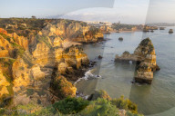 Rocky coastline near Lagos, Algarve, Portugal, Europe