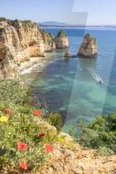 Rocky coastline near Lagos, Algarve, Portugal, Europe