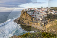 View from a lookout over the village Azenhas do Mar, Portugal, Europe