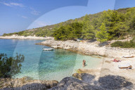 Elevated view over Mekicevia Beach near Hvar Town