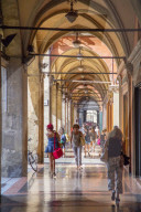 The arcades of Piazza Maggiore, Bologna, Italy
