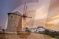 Patmos, Dodecanese, Greecewindmills in Chora