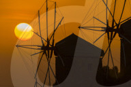 Patmos, Dodecanese, Greecewindmills in Chora