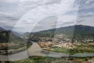 Meeting of the Aragvi and Mtgvari rivers in Mtskheta overlooking Mtskheta