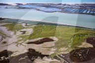 Bay of Cadiz aerial with atlantic ocean in the back