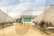 A traditional local village on Caledonia Island in the San Blas Islands, Kuna Yala, Panama, Central America.