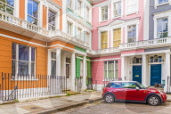 A colourful London street in Primrose Hill, London, England, United Kingdom.