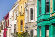 Colourful houses in Notting Hill, London, England, United kingdom, Europe,