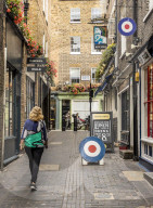 A typical street in the Newburgh Quarter area in Soho, London, England, United Kingdom, Europe.