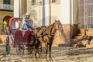 A traditional horse taxi carriage in Trinidad, Cuba.