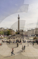 Nelsons Column in Trafalgar Square in London, England, United Kingdom, Europe.