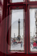 A view of Nelsons Column in London, England, United Kingdom, Europe.