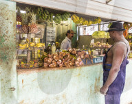 A local market selling fruit in Havana, Cuba, West Indies, Caribbean.
