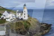 Holborn Head Lighthouse, Scrabster & view of distant Orkney Isles, Caithness, Scotland