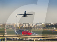 UK, England, London, City Airport Airbus A321 take off