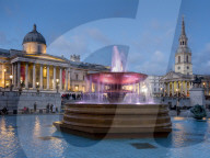 Trafalgar Sq National Gallery dusk