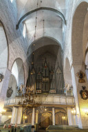 Nave with worshippers of Cathedral of St Mary the Virgin, Old Town (UNESCO World Heritage Site), Tallinn, Estonia