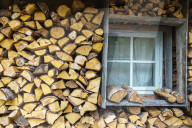 Storing up logs for winter, Kasmu, Estonia