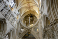 The ‚Äúscissor arches‚Äù and the rood cross in the Nave, Wells Cathedral, Somerset, UK