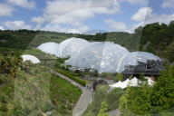 Eden Project, view from entrance path, St Austell, Cornwall, UK