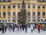 Christmas Market in front of the Schonbrunn Palace, Vienna, Austria