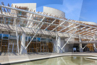 Exterior of the Scottish Parliament building, modern architecture, Holyrood, Edinburgh, Midlothian, Scotland, UK, GB, EU, Europe