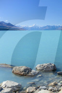 Lake Pukaki glacial lake, Mount Cook National Park, Southland, South Island, New Zealand, NZ