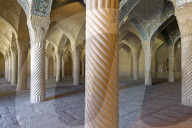 Shabestan prayer hall. The Vakil Mosque situated to the west of the Vakil Bazaar. Shiraz. Iran.