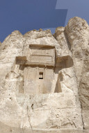 The tomb of Darius I at the historical Naqsh-e Rostam necropolis. Persepolis area. Iran.