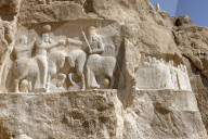 Bas relief showing the investiture of Ardashir I. Naqsh-e Rostam necropolis. Persepolis area. Iran.