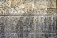 The monumental stairs of the Apadana. The subject nations of the Persian Empire paying tribute to Darius I. Persepolis. Iran.