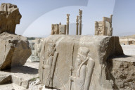 Bas relief of persian soldiers. Persepolis. Iran.