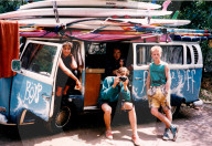 The Boys from the White Stuff on the road in France for their first summer season in their VW campervan in 1986. They are now worth millions.