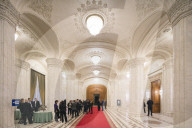 Eastern Europe, Romania, Bucharest, Palace of the Parliament, second biggest building in the world, reception room