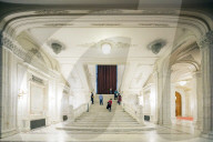 Eastern Europe, Romania, Bucharest, Palace of the Parliament, second biggest building in the world, marble staircase