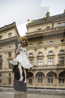 Europe, Czech Republic, Prague, statue of Marilyn Monroe outside the National Theatre