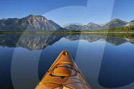 Lower Waterton Lake from a kayak, Waterton Lakes National Park, Alberta, Canada