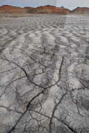 Cracked ground in a dry wash, Bisti Wilderness, New Mexico, USA