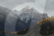 Snow-covered mountain in the fall, Uncompahgre National Forest, Colorado, USA