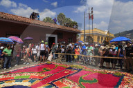 Alfrombras for Holy Week Procession, Antigua City, Guatemala, Central America