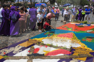 Alfrombras for Holy Week, Antigua City, Guatemala, Central America