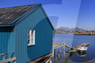 Boathouse, Ballstad Fishing Village, Lofoten Islands, Nordland County, Norway