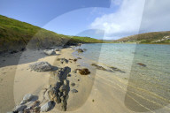 Sandy cove near Crookhaven, Wild Atlantic Way, Mizen Peninsula, County Cork, Republic of Ireland, Eire, Europe