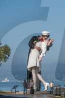 Unconditional Surrender sculpture by Seward Johnson at the USS Midway (aircraft carrier) Museum, San Diego Harbor, San Diego, California.