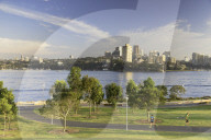 View across Sydney Harbour from Barangaroo Reserve, Sydney, New South Wales, Australia